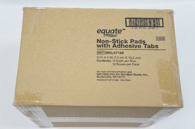 Equate WAL47148 Non-Stick Pads with Adhesive Tabs 3inch x 4inch - Case of 12